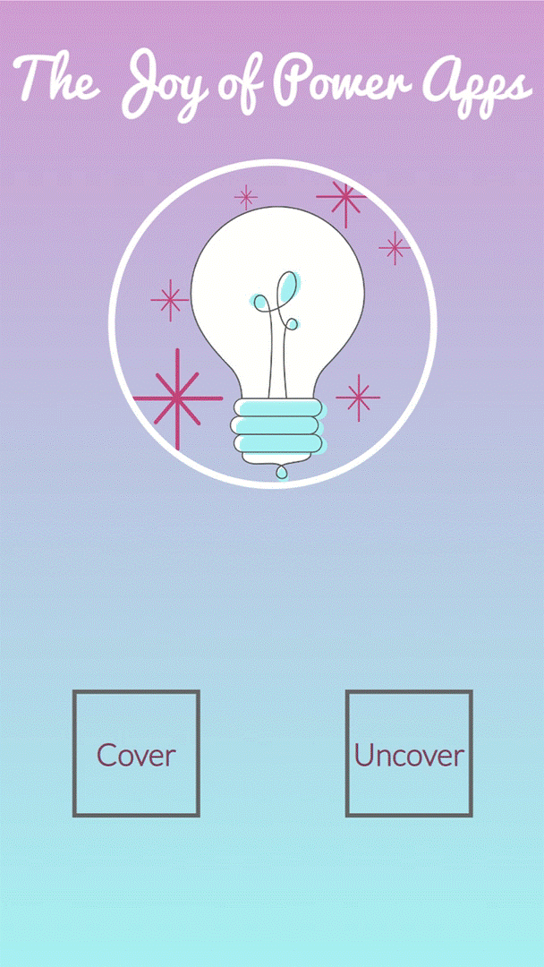 Animation showing a sample Power App with two screens which demonstrates the Cover, UnCover, CoverRight and UnCoverRight transitions